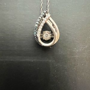 Sapphire & Diamond Necklace in Sterling Silver